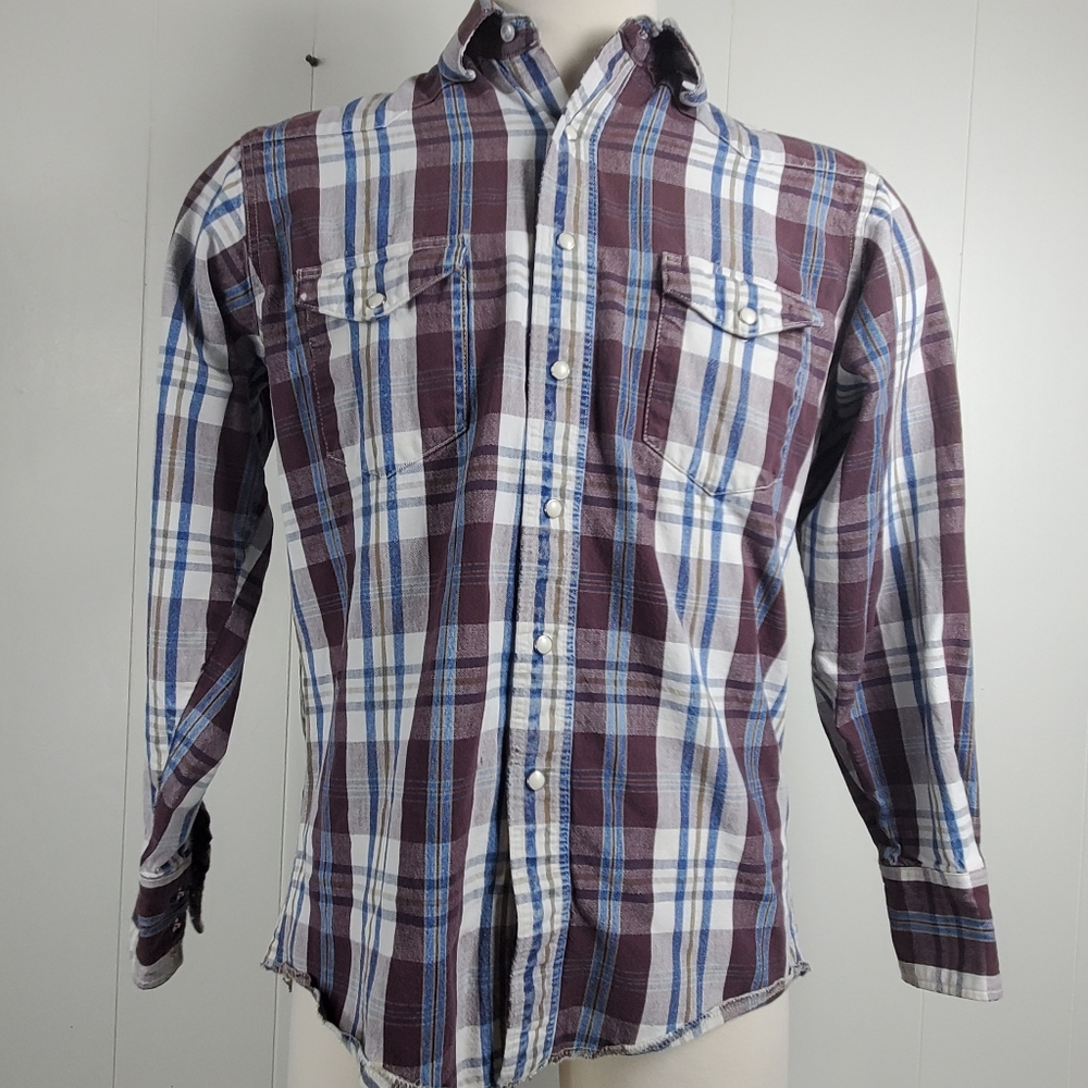 Vintage 70s plaid Wrangler button front shirt Size 15.5 - 34 Medium - Picture 10 of 10
